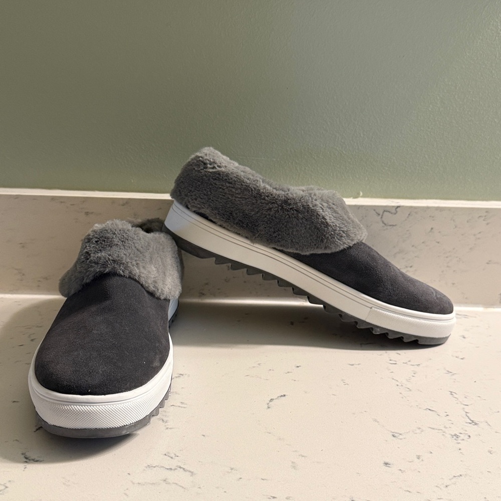 Blondo Gray Suede Fur-Lined Boots